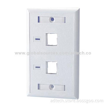 RJ45 Faceplate with Icon and Two Ports, Available in 120 Types
